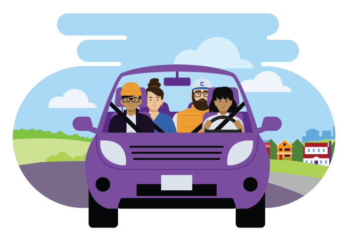 Carpool greener commute illustration